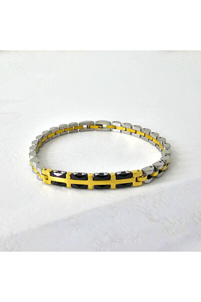 velve Βραχιόλι XAY από ατσάλι, unisex, συσκευασμένο σε κομψό κουτί, Χρυσό/Μαύρο/Ασημί, XAY4