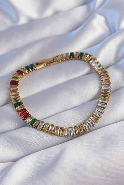 Lisinya سوار من الفولاذ 316L باللون الذهبي بتصميم ملون على شكل مسار مائي - TYGOO