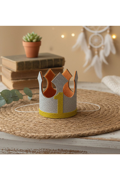 Probest DESIGN 1 Yaş Doğum Günü Tacı Altın - Bebek Parti Şapkası, Mini Doğum ...