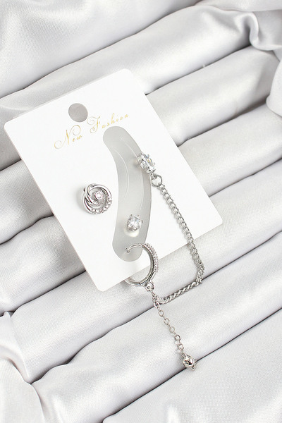 Lisinya طقم أقراط نسائية من 3 قطع من الفضة اللونية مع حلقات نحاسية وحجر الزرك...