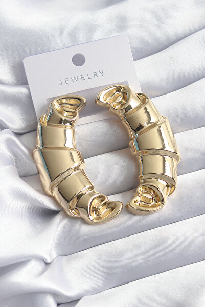 Lisinya Brass Gold Color Croissant Model Women's Earrings - Tygoo
