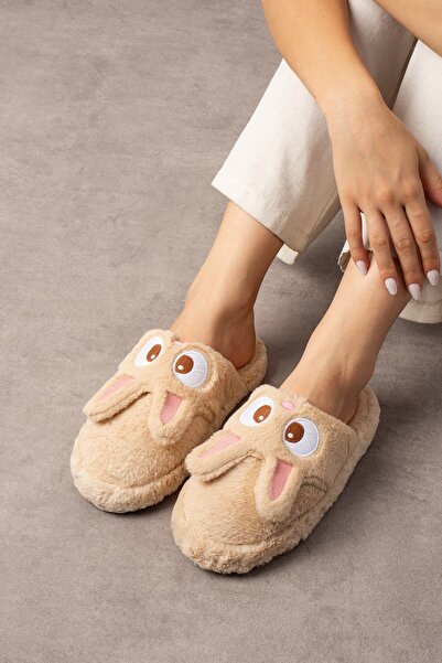 AlbiShoes Сладки зимни меки домашни пантофи с форма на заек, безшумни, с неплъзгаща се подметка, дамски домашни пантофи