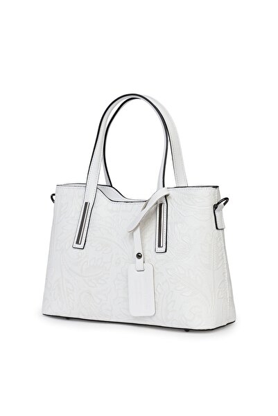 myOwn Geantă Samantha din piele albă cu imprimeu floral