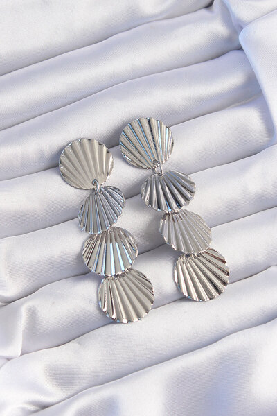 Lisinya Brass Silver Color Sea Shell Model Dangle Earrings - Tygoo