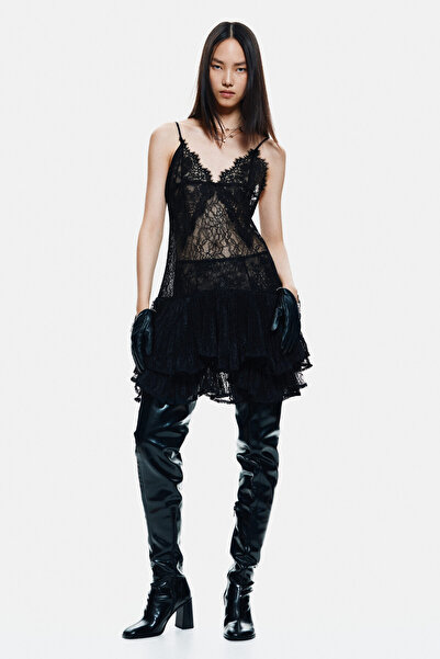 H&M Askılı Dantel Elbise