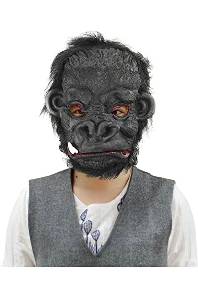 shopwave Lateks Goril Maskesi Maymun Maskesi Et Maskesi Orangutan Siyah Saçlı...