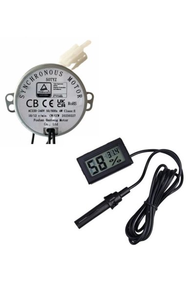 Azrlya 50 TYZ 10/12 RPM Kuluçka Motoru Viyol Çevirme ve Nem Ölçer ( Lisinya )