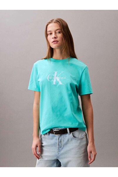 Calvin Klein HERO SS CLASSIC MONOLOGO CNECK T Mavi Kadın Tişört