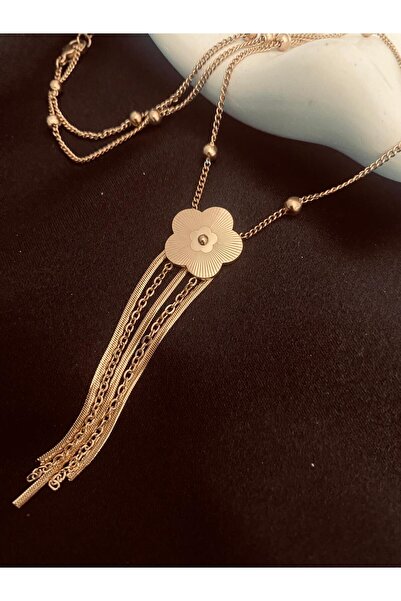 KANERUZ Gold Renk Van Cleef Top Zincirli Sallantı Kararmaz Çelik Kolye