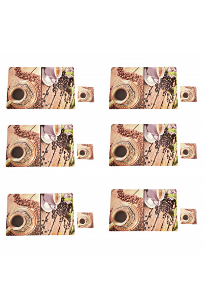 PUFO Set of glass holders and plates for serving food, model Cup of Coffee, 6 pieces