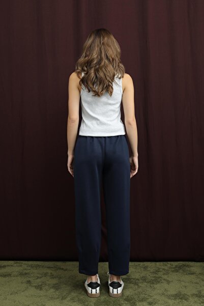 Puane Women's Leg Detail Carrot Pants - 18269Pnt - Navy