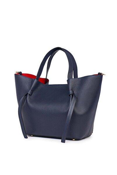 myOwn Veronica navy blue genuine leather shopper bag