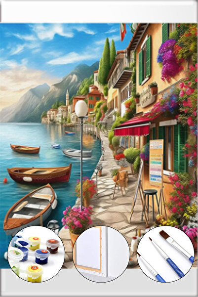 İZSA HOBİ Sayılarla Boyama Hobi Seti 40x50 Çerçeveli Numaralı Tuval Fırça Boy...