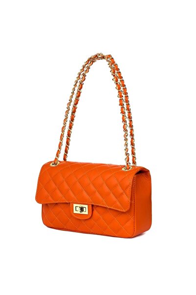 myOwn Angela orange quilted leather purse