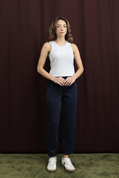 Puane Women's Leg Detail Carrot Pants - 18269Pnt - Navy