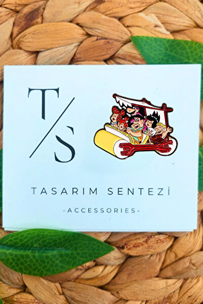 Tasarım Sentezi Rozet Metal Broş Taş Devri The Flintstones Araba Fred Çakmakt...