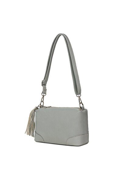 myOwn Δερμάτινη τσάντα Irene σε γκρι χρώμα με τρία διαμερίσματα