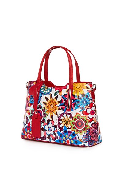 myOwn Γυναικεία δερμάτινη τσάντα με φλοράλ σχέδιο Mariella FF7