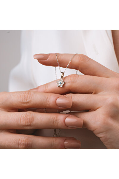 sorti takı aksesuar 925 Ayar Gümüş Nergis Çiçeği Aralık Ayı Minimal Doğum Taş...