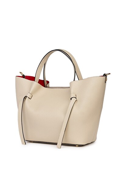 myOwn Veronica cream genuine leather shopper bag