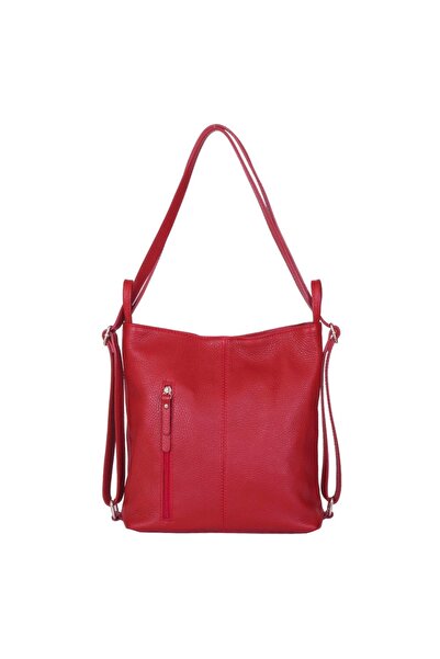 myOwn Alesandra red genuine leather 2-in-1 backpack bag
