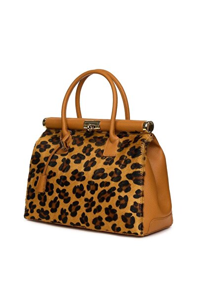 myOwn Bianca cognac/animal print pony hair leather bag