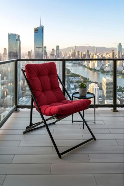 Niron Napper Katlanabilir Kırmızı Şezlong - Su Geçirmez Kumaş, Metal İskelet,...