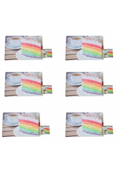 PUFO Set of glass holders and plates for serving food, Cake time model, 6 pieces