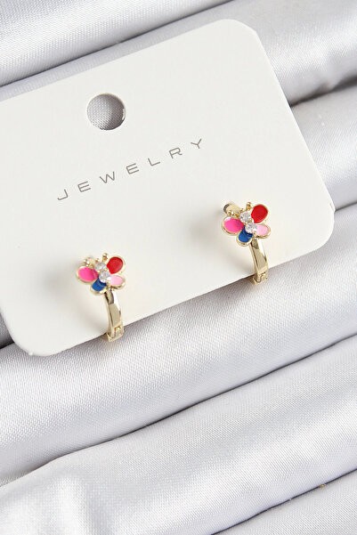 Skygo Brass Zircon Stone Butterfly Model Gold Color Children's Earrings