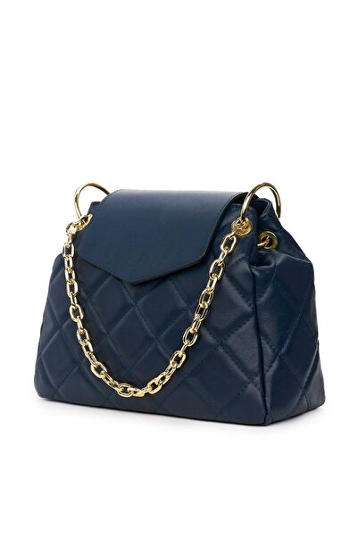 myOwn Geantă Evia din piele matlasată bleumarin