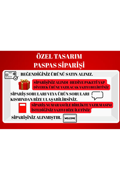 Dormot Yüksek Kaliteli Dijital Baskı - Yer İmgeçli Vardınız Yazılı 75x40cm İç ve Dış Mekan Paspası