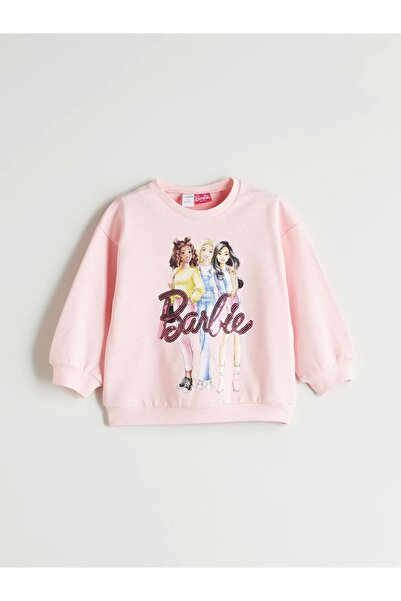 LC Waikiki Kids Pink Barbie Printed Cotton Girls' Sweatshirt and Leggings 2-Piece Set