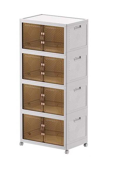 NKX 4 Layers Multi-Functional Foldable Storage Cabinet with Doors and Wheels ...