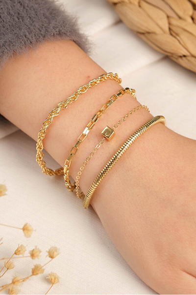 REDLİNETAKI مجموعة أساور نسائية مكونة من 4 قطع مقاومة للألوان