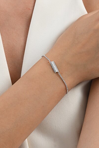 Söğütlü Silver 925 ayar gümüş rodyumlu zirkon taşlı inci sıralı gümüş bilekli...