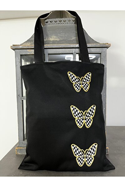GÜLHOBY Black Canvas Bag Mackenzie Butterfly Bag