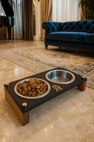 Okay Paslanmaz Çelik Kaselerle Şık Ahşap Stand – Kedi & Köpek Mama & Su Kabı ...