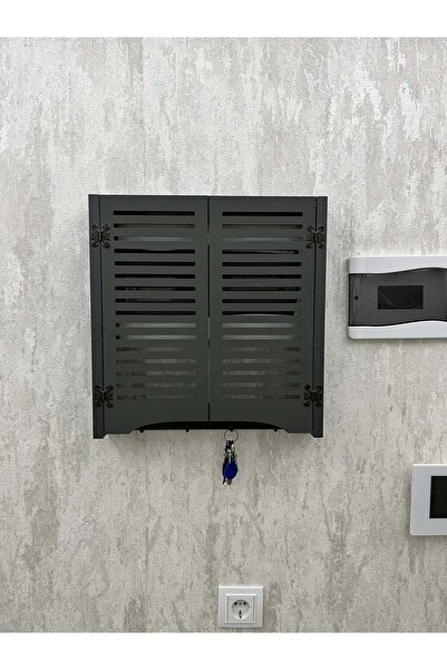 AA AHŞAP Elektrik Pano Düzenleyici Duvar Düzenleyici Ahşap Dekoratif Antrasit Kutu Anahtarlık Düz Çizgi