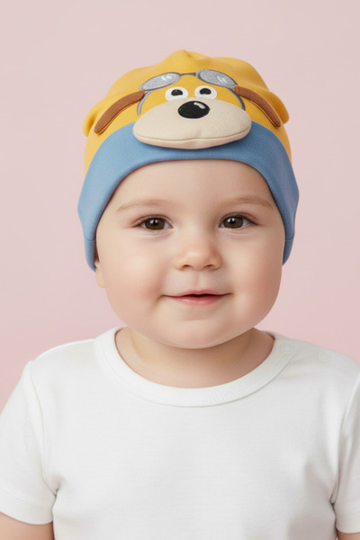 Kayra Seasonal Baby Hat with Cute Dog Details