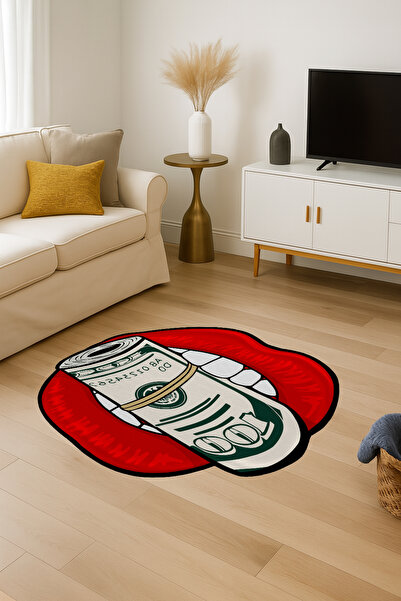 Rugs Modern Halı Mosso Woven Base with Money Pattern between the Lips Modern Decorative Rug Mosso345