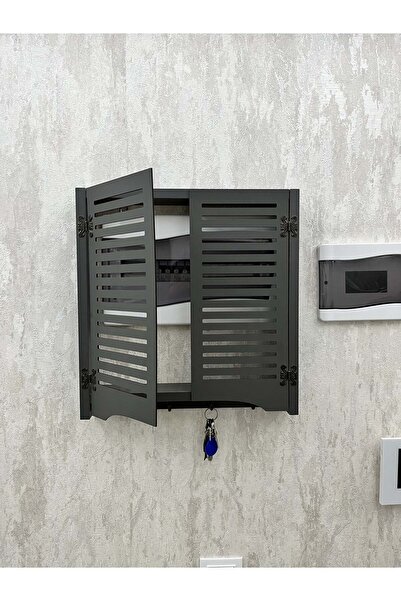 AA AHŞAP Elektrik Pano Düzenleyici Duvar Düzenleyici Ahşap Dekoratif Antrasit Kutu Anahtarlık Düz Çizgi