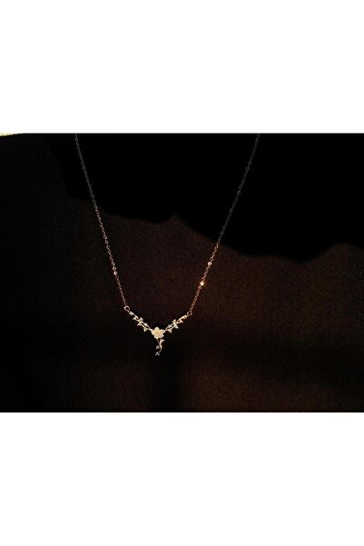 Fashion Jewellery gümüş manolya çiçeği sarmaşık çelik kolye