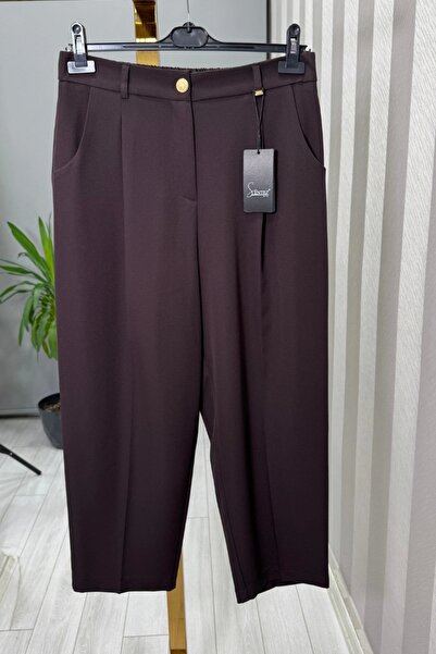 Sentez Roma Pleated Trousers with Elastic Back Brown 5567