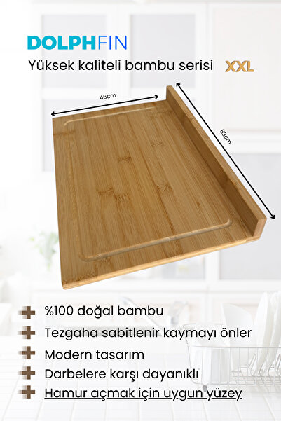 DolphFin Jumbo Size Cutting Board Bamboo Cutting Board XXL Suitable for Rolling Dough