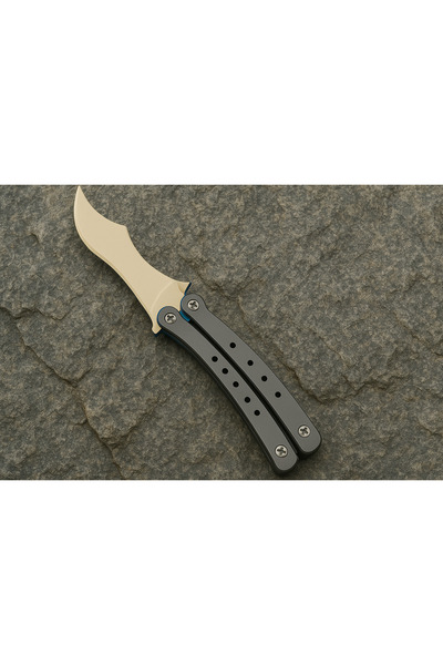 lampara Cs Go Kelebek Bıçağı Vidalı Organik Plastik Gri Sap bej Bıçak