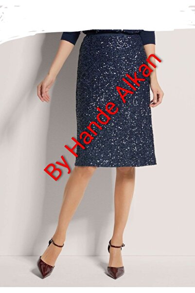 By Hande Alkan Жіноча синя спідниця з паєтками