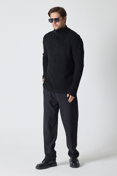 ENQUE Men's Oversize Zippered Fishing Knitwear Sweater