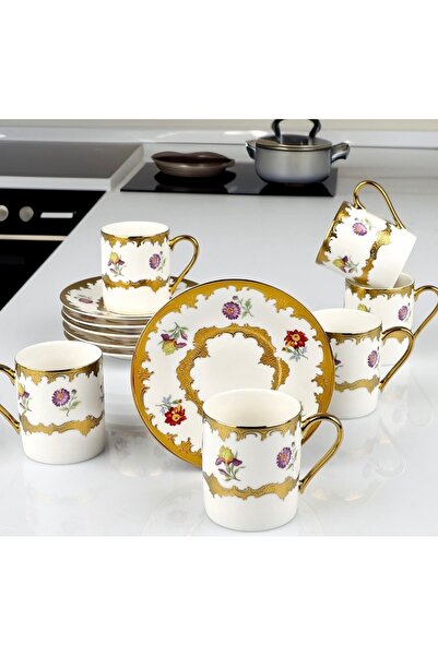 Kosova Çırağan Home Yeni Tasarım Silindir Çiçekli Kahve Fincan Takımı Rsy-240