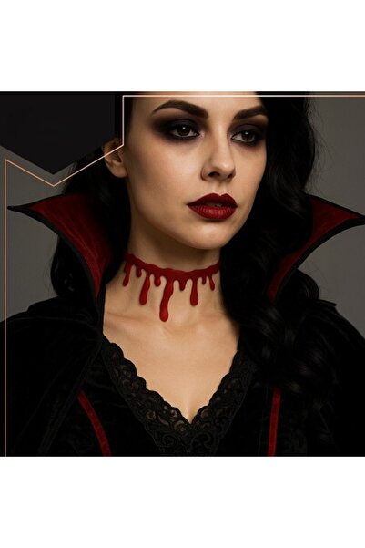 zola Κολιέ choker με σταγόνες αίματος, ρυθμιζόμενο μέγεθος, 30-35 x 4 cm, κόκκινο