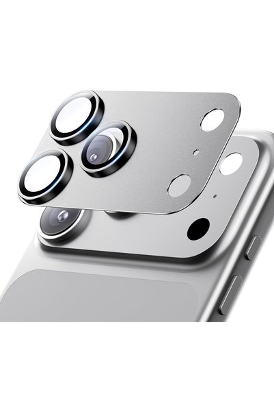 Dexmon Iphone 17 Pro Max Uyumlu METAL Kamera ve Lens Koruyucu Ultra İnce Tam Kaplayan Temperli Cam